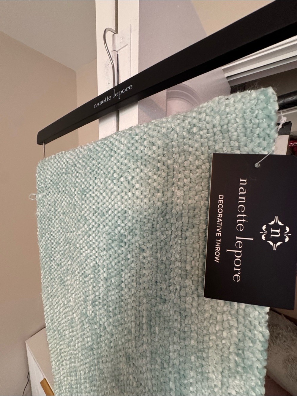 Nanette Lepore Light Aqua Textured Decorative Throw